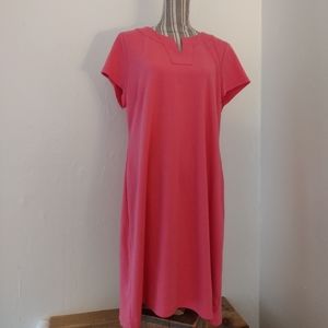 Talbots Petites Pink Pullover Short Sleeve V-neck A-line Dress Size XLp
